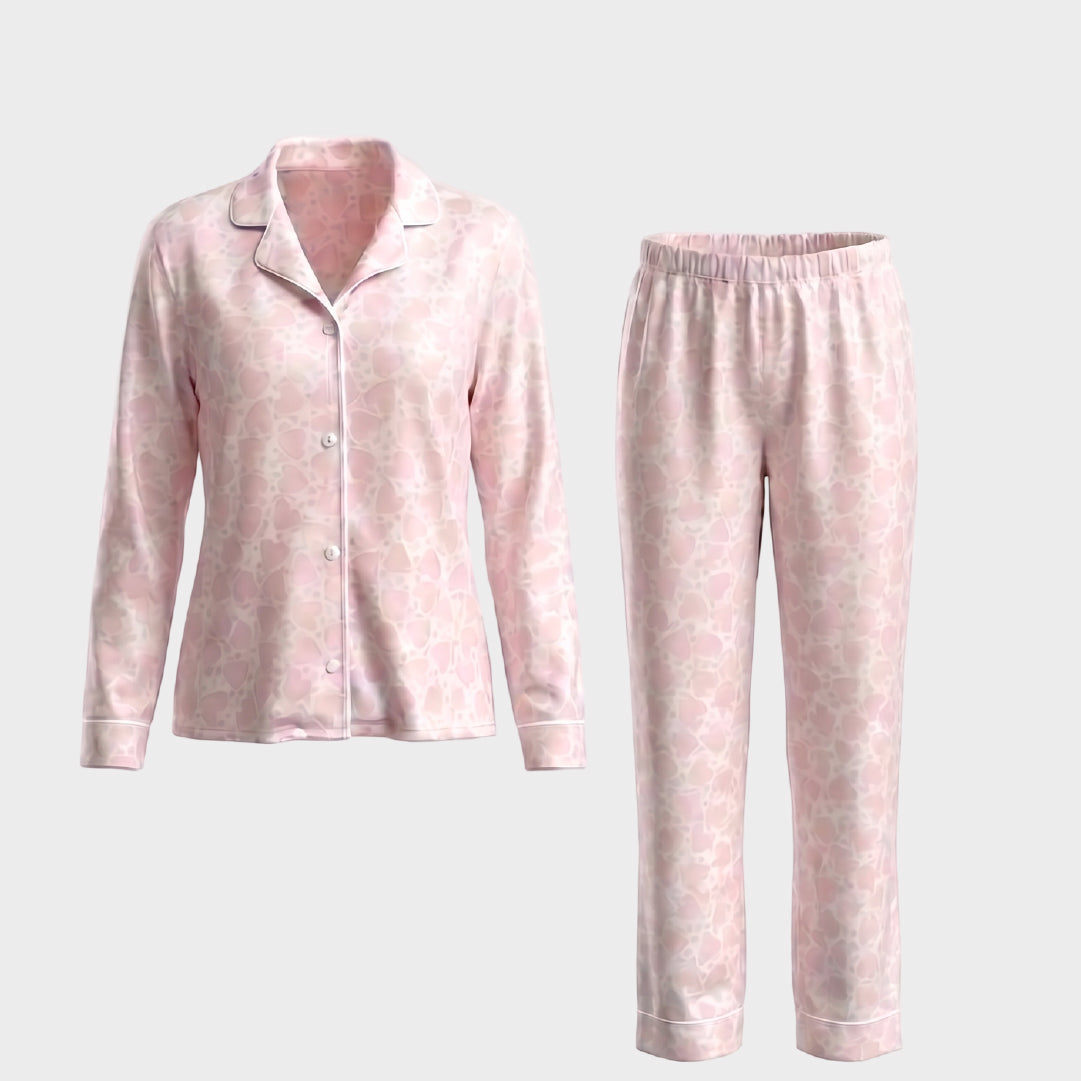 Pijama en piel de durazno - Corazones Rosa