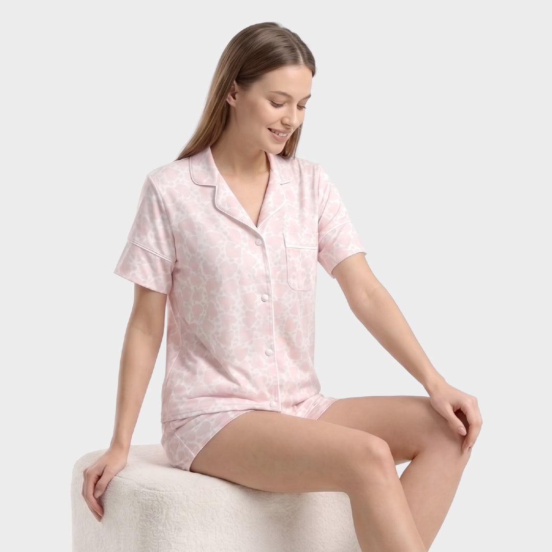 Pijama en piel de durazno - Corazones Rosa